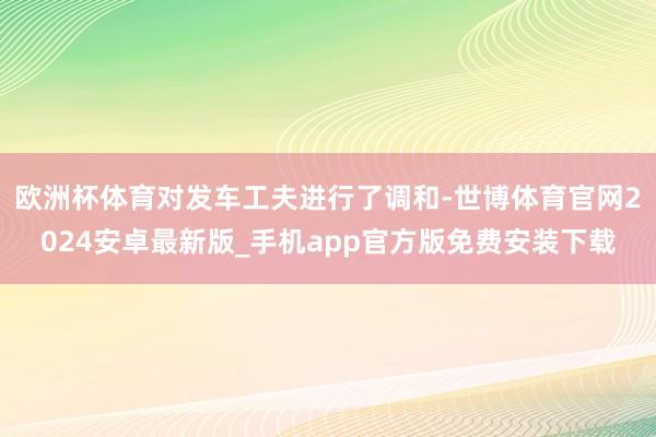 欧洲杯体育对发车工夫进行了调和-世博体育官网2024安卓最新版_手机app官方版免费安装下载
