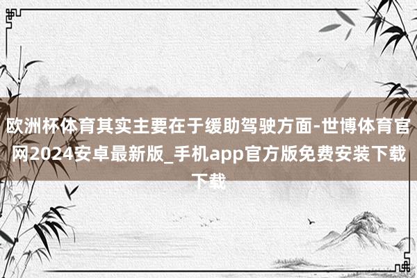 欧洲杯体育其实主要在于缓助驾驶方面-世博体育官网2024安卓最新版_手机app官方版免费安装下载
