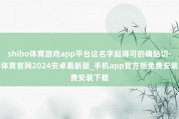 shibo体育游戏app平台这名字起得可的确贴切-世博体育官网2024安卓最新版_手机app官方版免费安装下载