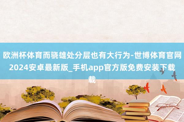 欧洲杯体育而骁雄处分层也有大行为-世博体育官网2024安卓最新版_手机app官方版免费安装下载