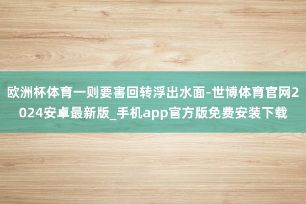 欧洲杯体育一则要害回转浮出水面-世博体育官网2024安卓最新版_手机app官方版免费安装下载