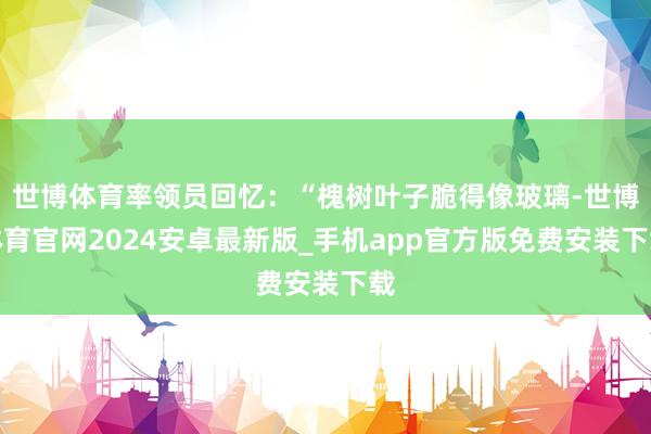 世博体育率领员回忆：“槐树叶子脆得像玻璃-世博体育官网2024安卓最新版_手机app官方版免费安装下载