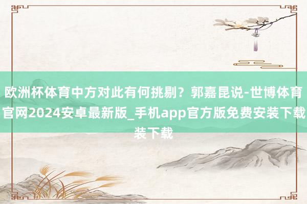 欧洲杯体育中方对此有何挑剔？郭嘉昆说-世博体育官网2024安卓最新版_手机app官方版免费安装下载